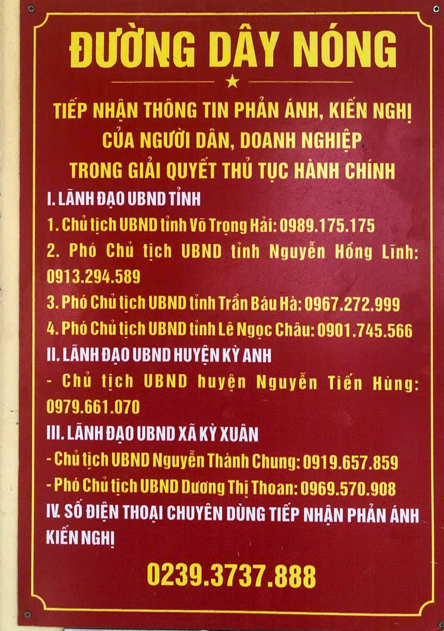 ĐƯỜNG DÂY NÓNG TIẾP NHẬN THÔNG TIN PHẢN ÁNH, KIẾN NGHỊ CỦA NGƯỜI DÂN, DOANH NGHIỆP TRONG GIẢI QUYẾT THỦ TỤC HÀNH CHÍNH